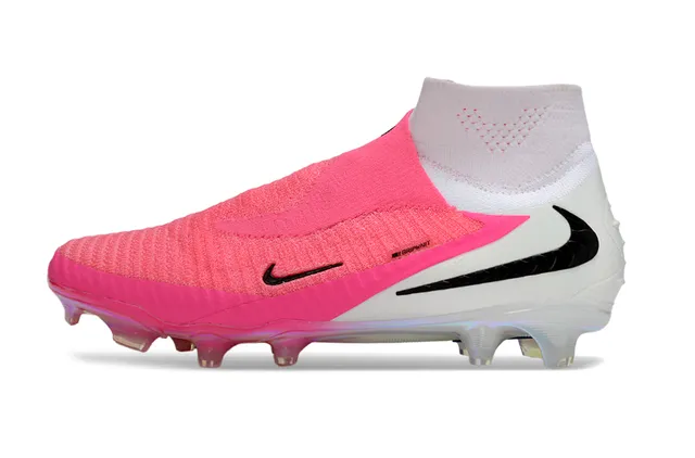 Nike Phantom GT Pink White Sock-Fit Knit Upper Iridescent Heel Counter Firm-Ground Soccer Shoes 18