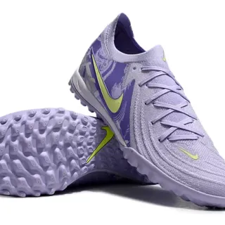 Nike Phantom GT बैंगनी हरा इंजीनियर कीनिट अपर असममित लेसिंग सिस्टम टर्फ फुटबॉल जूते