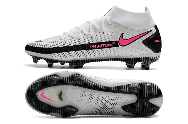 Nike Phantom GT Blanc Noir Haut Col Ajusté Chaussette Terrain Dur Chaussures de Football 2