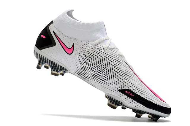 Nike Phantom GT Blanc Noir Haut Col Ajusté Chaussette Terrain Dur Chaussures de Football 3