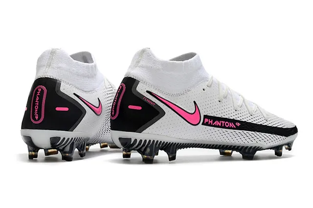 Nike Phantom GT Blanc Noir Haut Col Ajusté Chaussette Terrain Dur Chaussures de Football 7