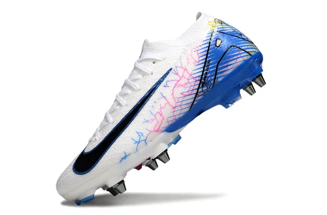 Nike Phantom GT White Blue Low-Cut Sock-Fit Upper Knit Construction Firm-Ground Soccer Shoes 3