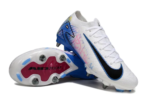 Nike Phantom GT White Blue Low-Cut Sock-Fit Upper Knit Construction Firm-Ground Soccer Shoes 4