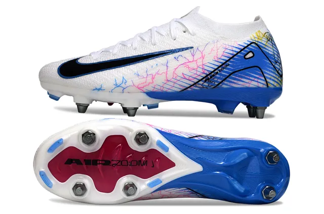 Nike Phantom GT White Blue Low-Cut Sock-Fit Upper Knit Construction Firm-Ground Soccer Shoes 6