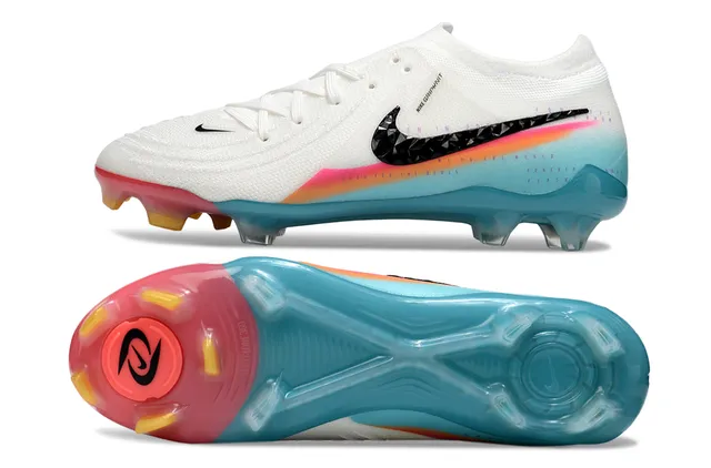 Nike Phantom GT White Multicolor Knit Upper Gradient Stripe Detail Firm-Ground Soccer Shoes 5