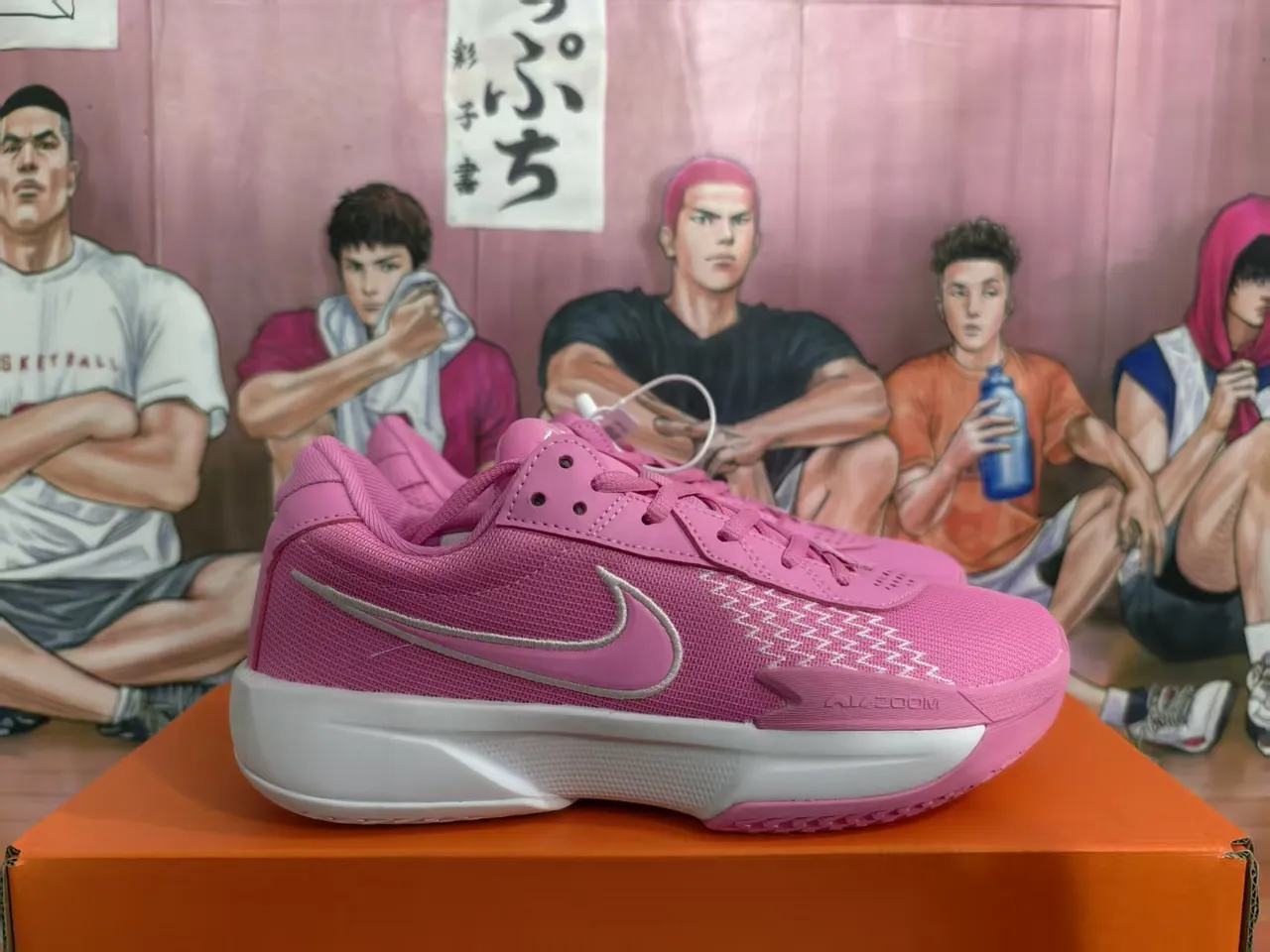 Nike Chaussures de basketball low-top en maille et synthétique rose et blanc 3