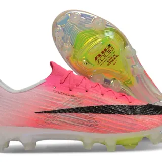 Nike Pink Black Flyweave Ultra Knit Upper Translucent Air Zoom Sole Firm-Ground Soccer Shoes