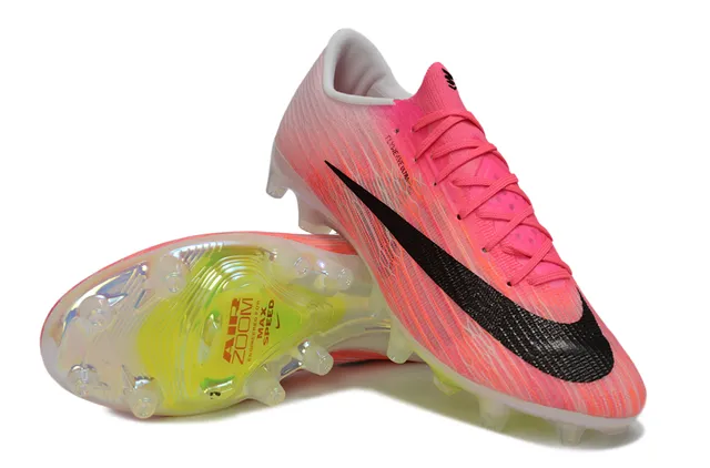 Nike Pink Black Flyweave Ultra Knit Upper Translucent Air Zoom Sole Firm-Ground Soccer Shoes 4