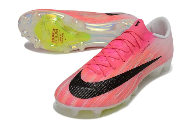 Nike Pink Black Flyweave Ultra Knit Upper Translucent Air Zoom Sole Firm-Ground Soccer Shoes 5