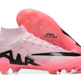 Nike Pink Black High-Cut Sock-Fit Translucent Sole Firm-Ground Soccer Shoes