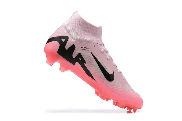 Nike Pink Black High-Cut Sock-Fit Translucent Sole Firm-Ground Soccer Shoes 3