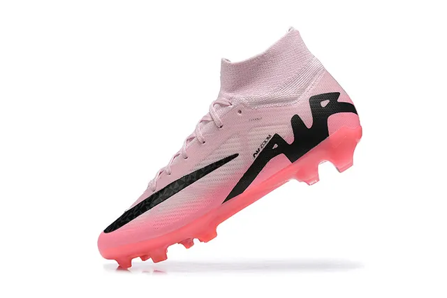 Nike Pink Black High-Cut Sock-Fit Translucent Sole Firm-Ground Soccer Shoes 4