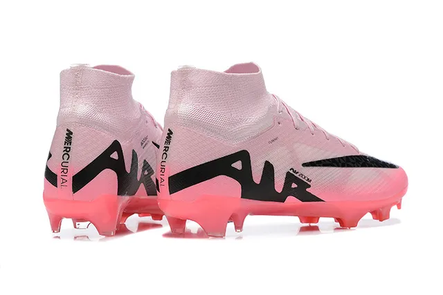 Nike Pink Black High-Cut Sock-Fit Translucent Sole Firm-Ground Soccer Shoes 10