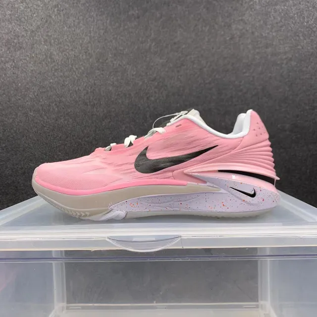 Nike Pink Black Ribbed Heel Counter Wave-Cut Midsole Basketball Shoes 2