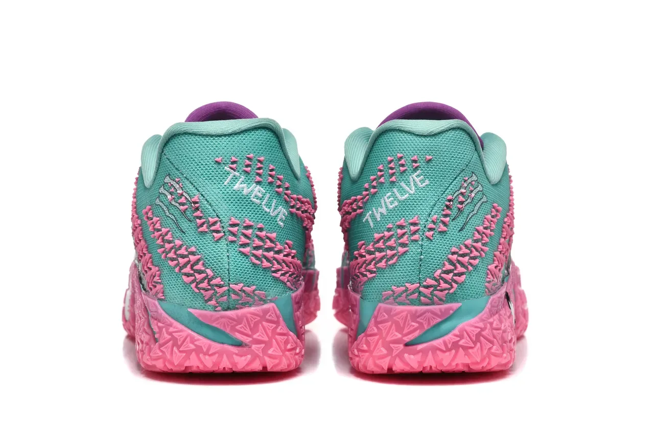 Nike Pink Blue Knit Upper Textured Geometric Overlays Sneakers 3