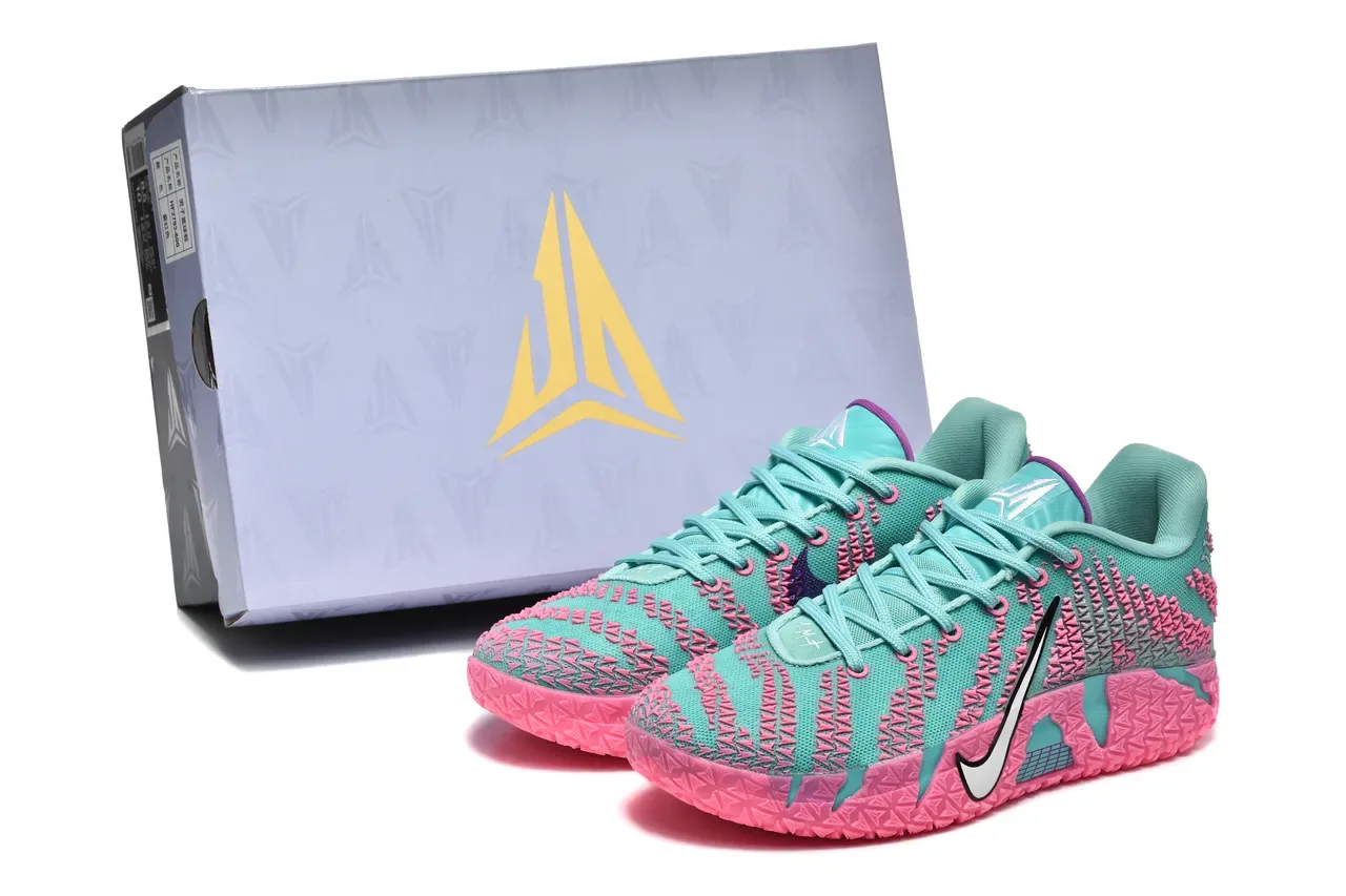 Nike Pink Blue Knit Upper Textured Geometric Overlays Sneakers 6