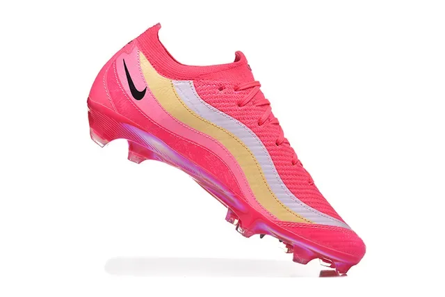 Nike أحذية كرة القدم أعلى محبك وردي وذهبي موجة خطوط متداخلة أرضية صلبة 3