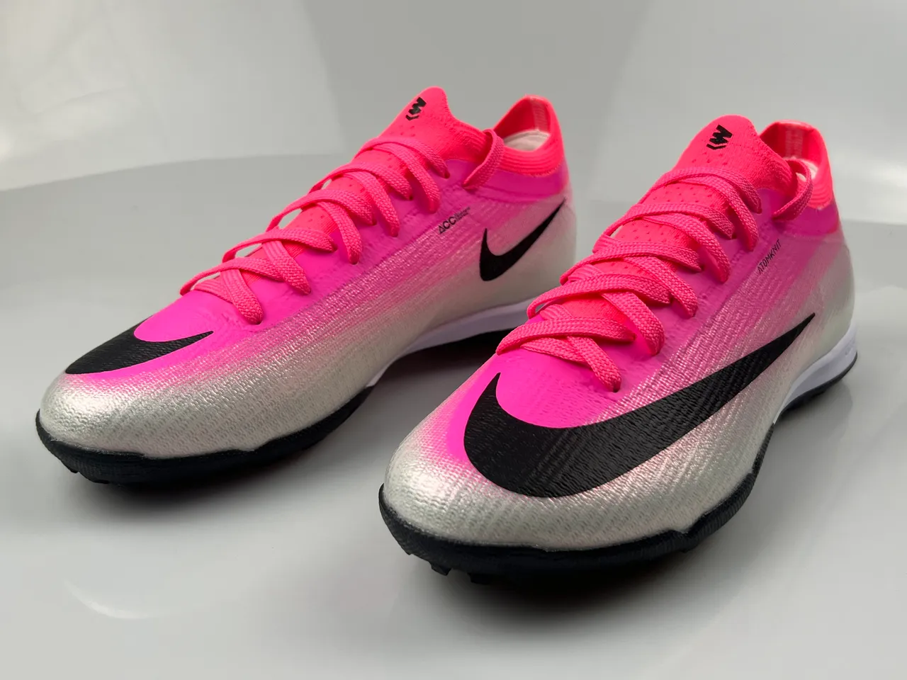 Nike Chaussures de football turf haut knit atomknit rose argent dégradé 3