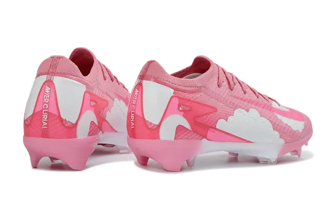 Nike Pink White Knit Upper Asymmetrical Overlays Firm-Ground Soccer Shoes 5