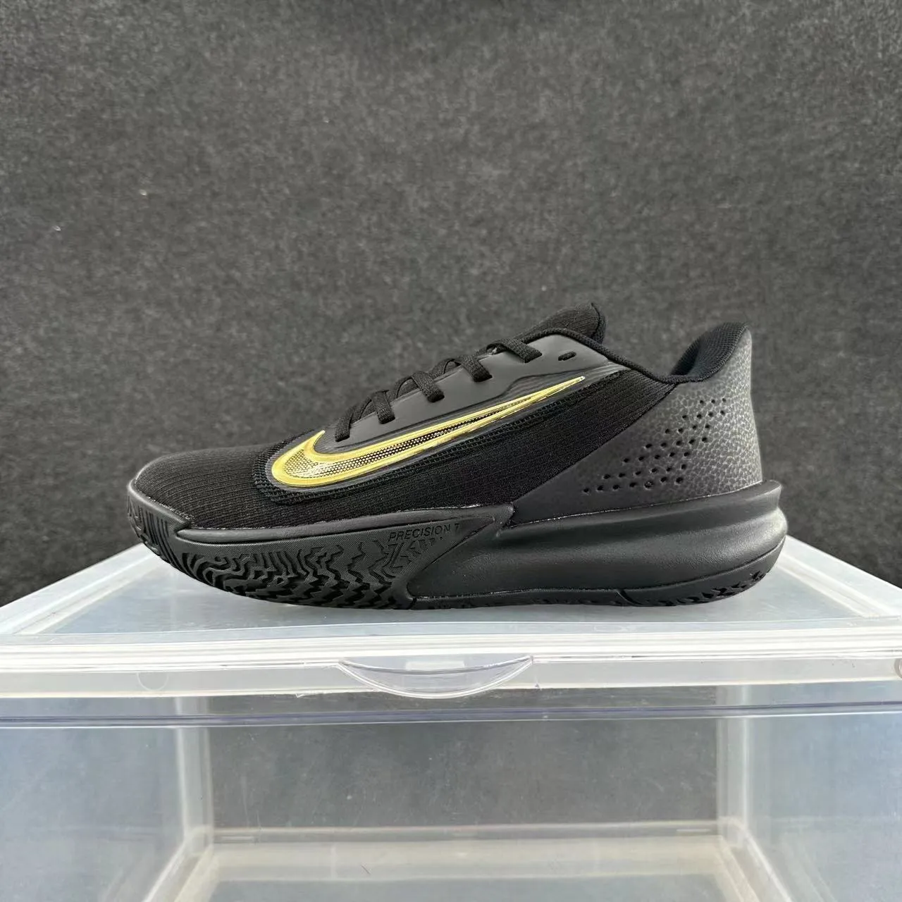Nike Precision Black Gold Low-Top Basketball Shoes 2