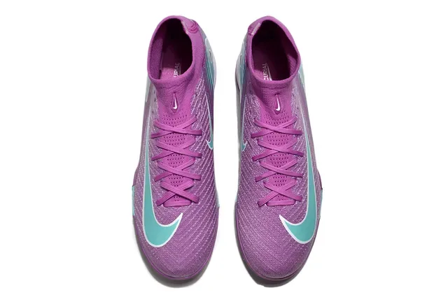Nike Purple Blue High-Top Sock-Fit Textured Glittery Upper Turf Soccer Shoes 2