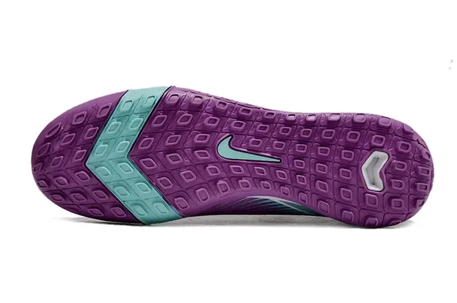 Nike Purple Blue High-Top Sock-Fit Textured Glittery Upper Turf Soccer Shoes 6