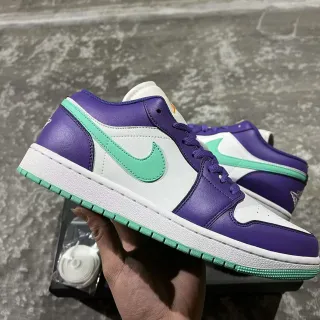 Nike Purple Green Low-Top Leather-Paneled Lifestyle Sneakers