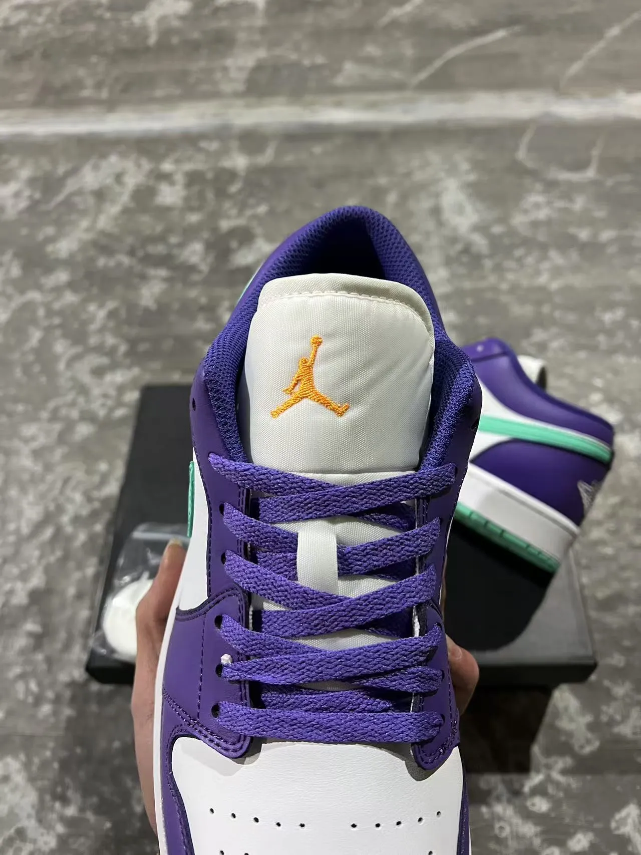Nike Purple Green Low-Top Leather-Paneled Lifestyle Sneakers 4