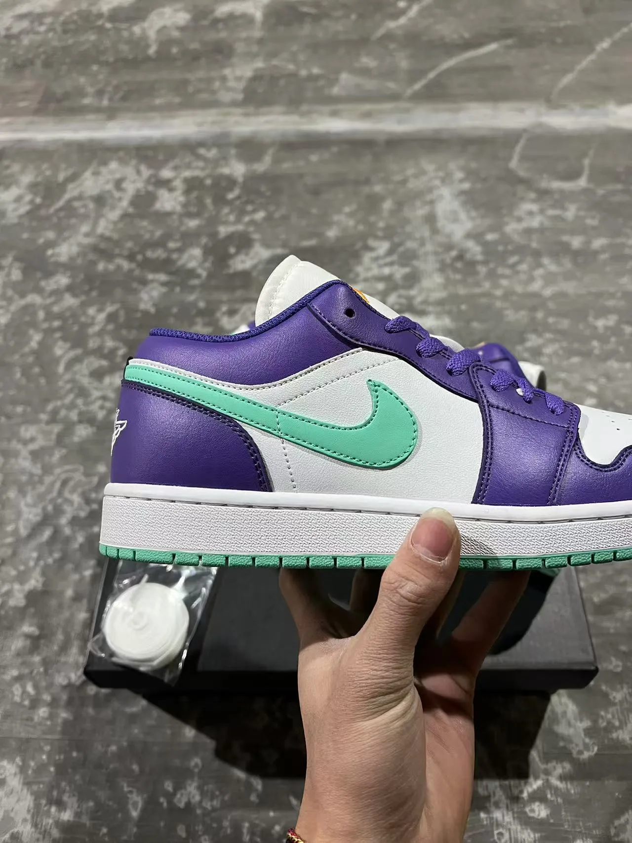 Nike Purple Green Low-Top Leather-Paneled Lifestyle Sneakers 7