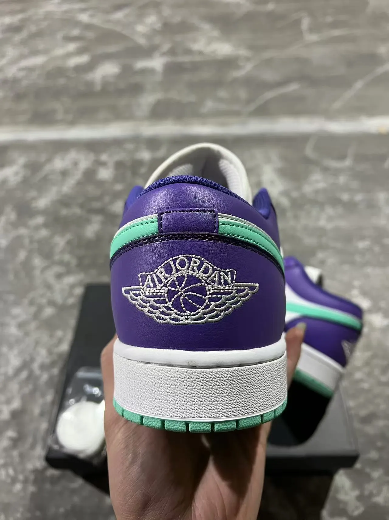 Nike Purple Green Low-Top Leather-Paneled Lifestyle Sneakers 8