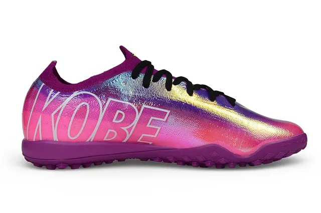 Nike Tênis de futebol turf com upper roxo rosa iridescente holográfico e sola monocromática 6