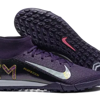 Nike 紫色银色 袜式领口 纹理针织鞋面 室内足球鞋
