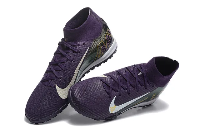 Nike Violet Argent Collet Sock-Fit Tissu Texturé Supérieur Chaussures de football indoor 3
