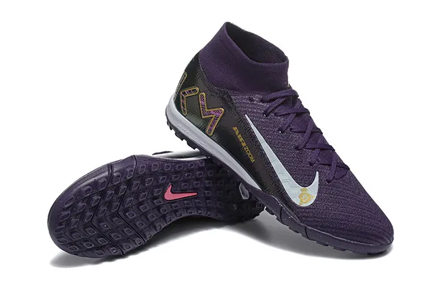 Nike Violet Argent Collet Sock-Fit Tissu Texturé Supérieur Chaussures de football indoor 6