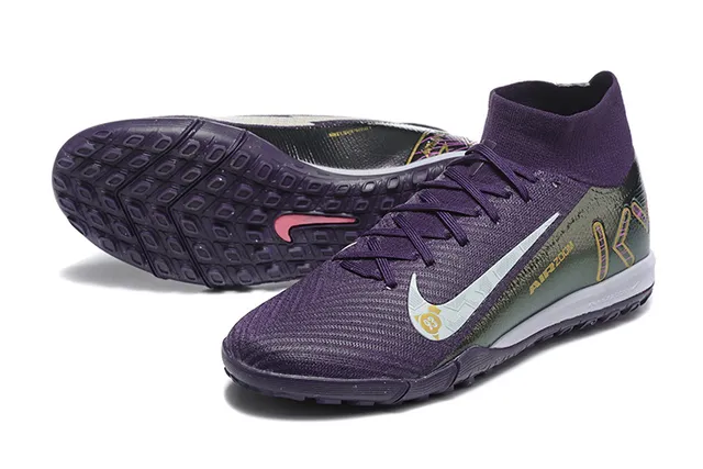 Nike Violet Argent Collet Sock-Fit Tissu Texturé Supérieur Chaussures de football indoor 7