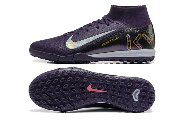 Nike Violet Argent Collet Sock-Fit Tissu Texturé Supérieur Chaussures de football indoor 9