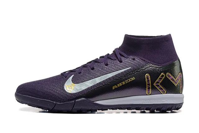 Nike Violet Argent Collet Sock-Fit Tissu Texturé Supérieur Chaussures de football indoor 10