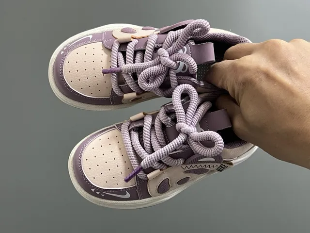 Nike Purple White Panda-Face Overlay Layered Synthetic Construction Chunky Sneakers 7