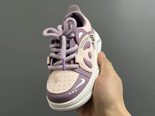 Nike Purple White Panda-Face Overlay Layered Synthetic Construction Chunky Sneakers 9