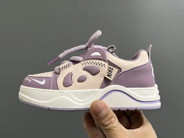Nike Purple White Panda-Face Overlay Layered Synthetic Construction Chunky Sneakers 10