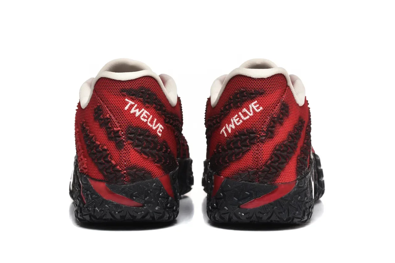 Nike Red Black Knit Upper Striped Pattern Sneakers 3