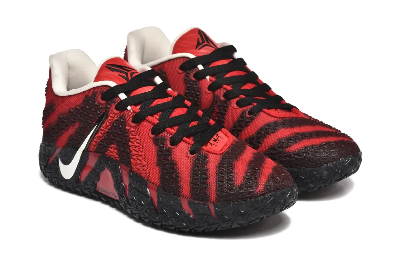 Nike Red Black Knit Upper Striped Pattern Sneakers 4