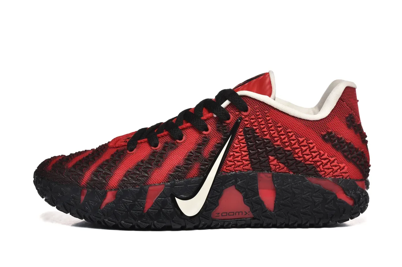 Nike Red Black Knit Upper Striped Pattern Sneakers 5