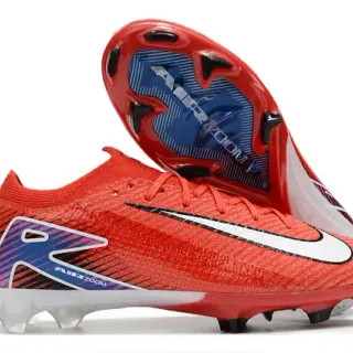 Nike Red Blue Low-Cut Knit Upper Dynamic Chevron Pattern Firm-Ground Soccer Shoes