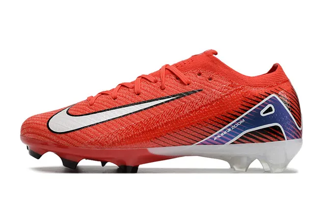 Nike Red Blue Low-Cut Knit Upper Dynamic Chevron Pattern Firm-Ground Soccer Shoes 7