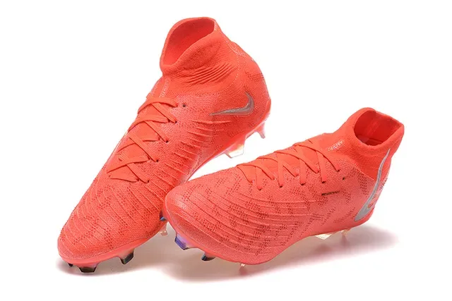 Nike Chuteiras upper knit vermelho prata heel cage TPU translúcido terreno firme 3