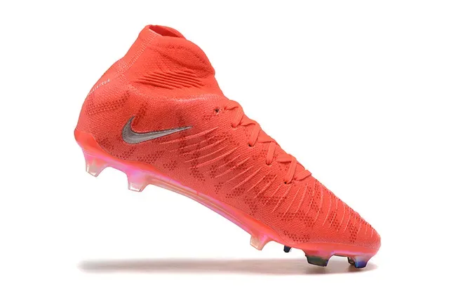 Nike Chuteiras upper knit vermelho prata heel cage TPU translúcido terreno firme 4