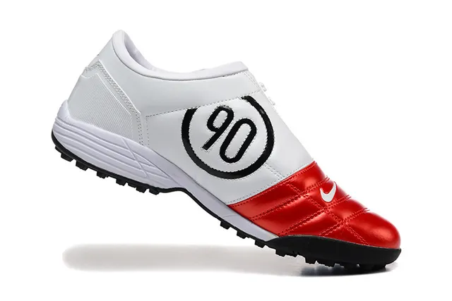 Nike Red White Glossy Synthetic Upper Quilted Panel Construction Turf Soccer Shoes 3