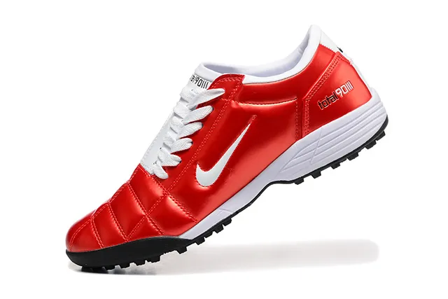 Nike Red White Glossy Synthetic Upper Quilted Panel Construction Turf Soccer Shoes 4
