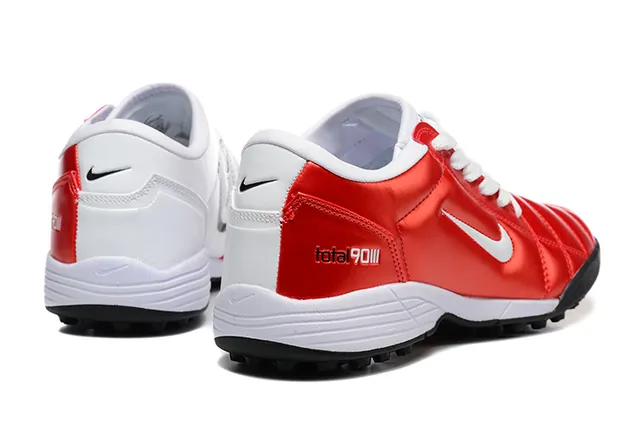 Nike Red White Glossy Synthetic Upper Quilted Panel Construction Turf Soccer Shoes 5